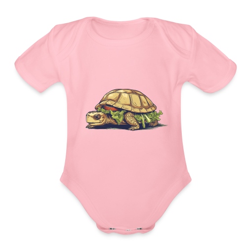 Turtle Sandwich Sticker n' Tee Version - Organic Short Sleeve Baby Bodysuit
