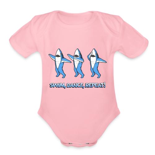 Dancing Sharks - Swim, Dance, Repeat - Organic Short Sleeve Baby Bodysuit