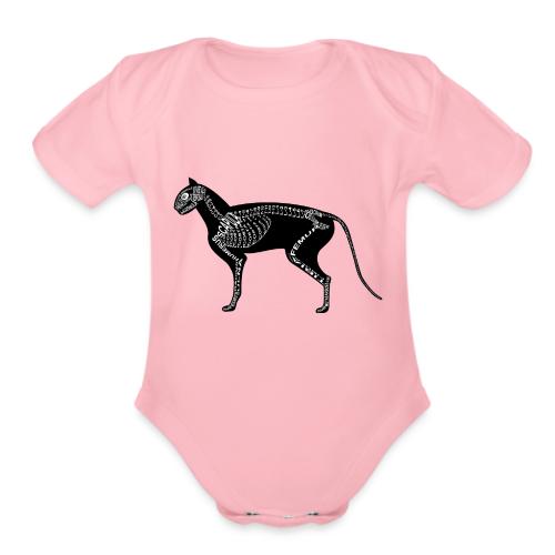 Skeleton Cat - Organic Short Sleeve Baby Bodysuit