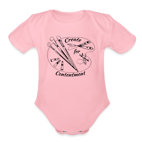 Create for Contentment Black Logo - Organic Short Sleeve Baby Bodysuit