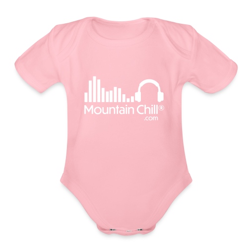 MountainChill Official - White Logo (2-sided) - Organic Short Sleeve Baby Bodysuit