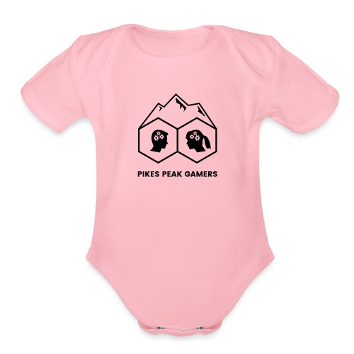 Pikes Peak Gamers Logo (Transparent Black) - Organic Short Sleeve Baby Bodysuit
