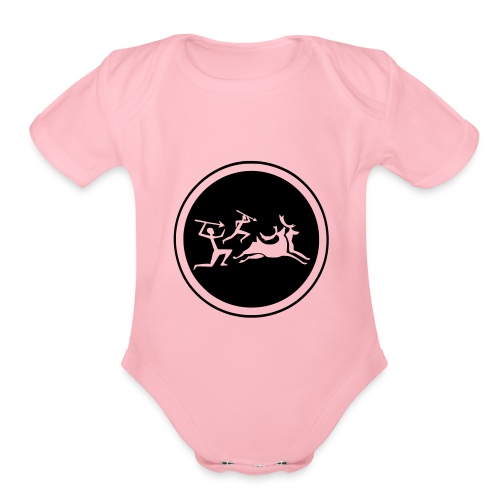 stoneage cave painting - Organic Short Sleeve Baby Bodysuit