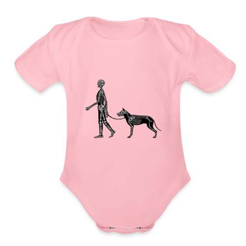 Skeleton Human and Dog - Organic Short Sleeve Baby Bodysuit