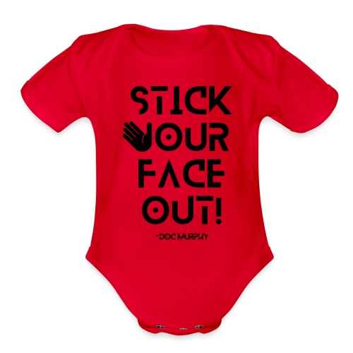 Stick your face out black - Organic Short Sleeve Baby Bodysuit