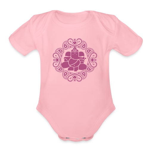 Ganesh Love Pink - Organic Short Sleeve Baby Bodysuit