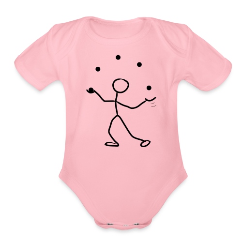 Stickman Juggler on Light Shirt - Organic Short Sleeve Baby Bodysuit
