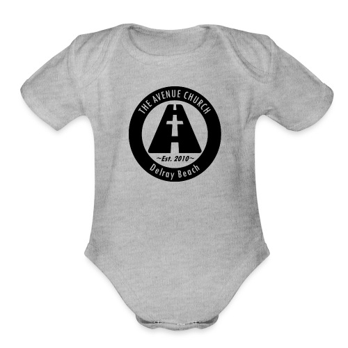 Avenue Church Seal, Black - Organic Short Sleeve Baby Bodysuit