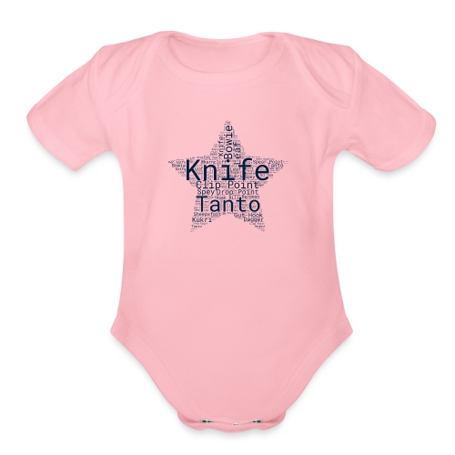 Knife Word Art Design in a Star - Organic Short Sleeve Baby Bodysuit