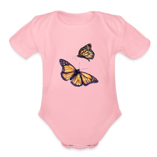 2 butterflies - Organic Short Sleeve Baby Bodysuit