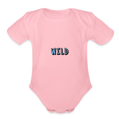 Wild design #1 blue - Organic Short Sleeve Baby Bodysuit