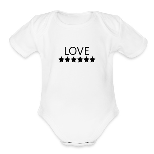 LOVE (Black font) - Organic Short Sleeve Baby Bodysuit