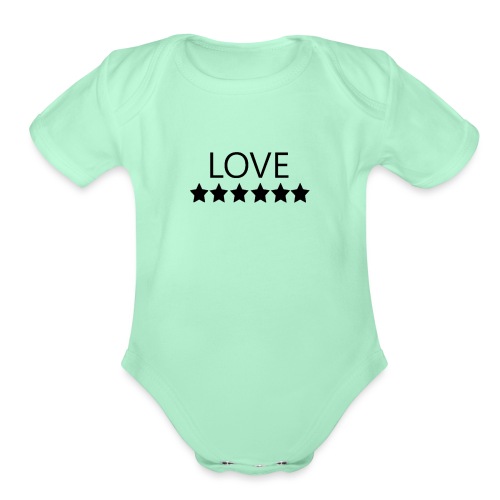 LOVE (Black font) - Organic Short Sleeve Baby Bodysuit
