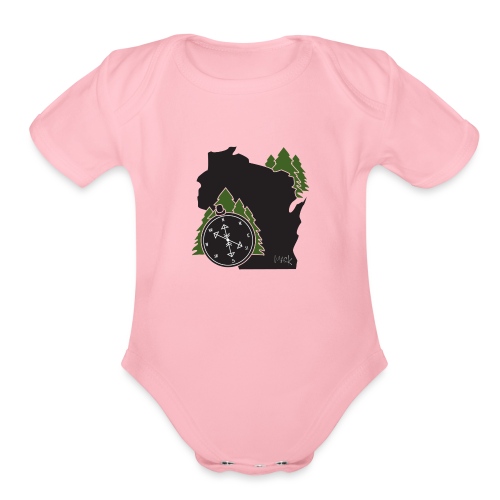 Wisconsin Compass Logo - Organic Short Sleeve Baby Bodysuit