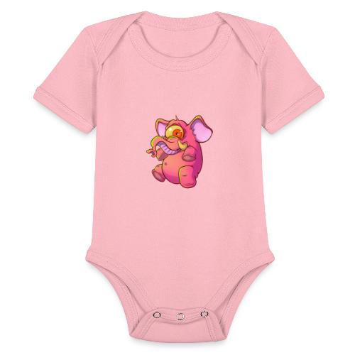Pink elephant cyclops - Organic Short Sleeve Baby Bodysuit