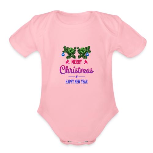 Merry Christmas - Organic Short Sleeve Baby Bodysuit