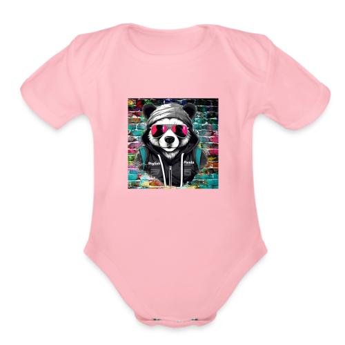 Stylish panda 2 - Organic Short Sleeve Baby Bodysuit