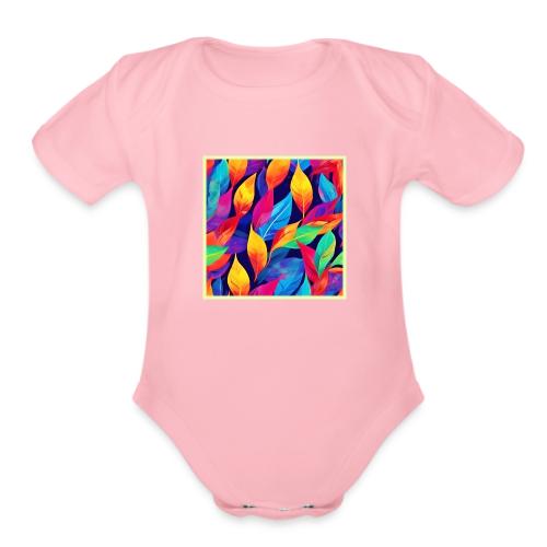 Vibrant Autumn Leaves Abstract Art - Organic Short Sleeve Baby Bodysuit