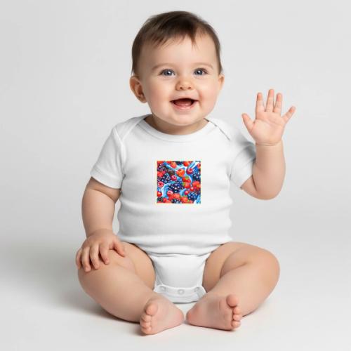Berrylicious Blue Dream - Organic Short Sleeve Baby Bodysuit