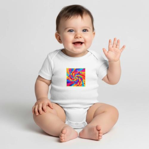 Colorful Fruit Vortex - Organic Short Sleeve Baby Bodysuit