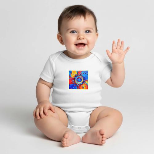 Vibrant Berry Vortex - Organic Short Sleeve Baby Bodysuit