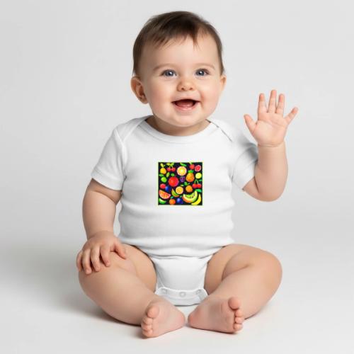 Bright Fruit Collection - Organic Short Sleeve Baby Bodysuit