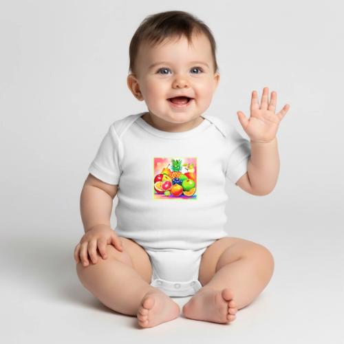 Tropical Fruit Assortment - Organic Short Sleeve Baby Bodysuit