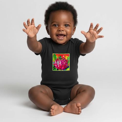 Exotic Dragon Fruit Bloom - Organic Short Sleeve Baby Bodysuit