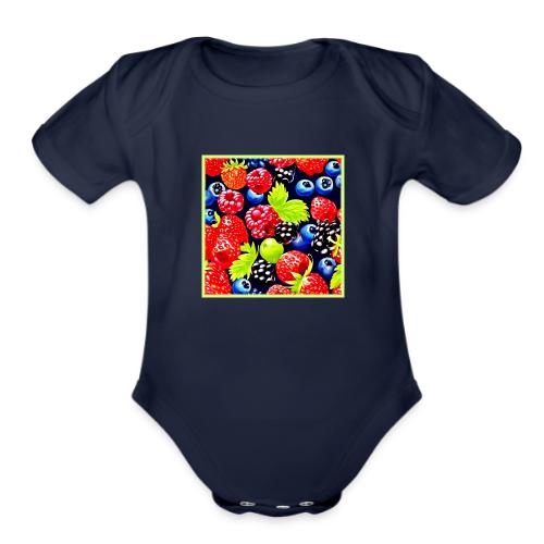 Colorful Berry Medley Design - Organic Short Sleeve Baby Bodysuit