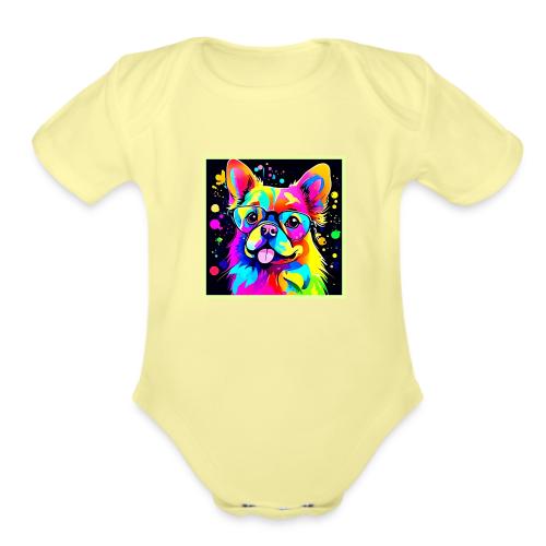 Vivid Canine Vibes Design - Organic Short Sleeve Baby Bodysuit