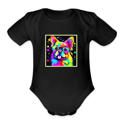 Vivid Canine Vibes Design - Organic Short Sleeve Baby Bodysuit
