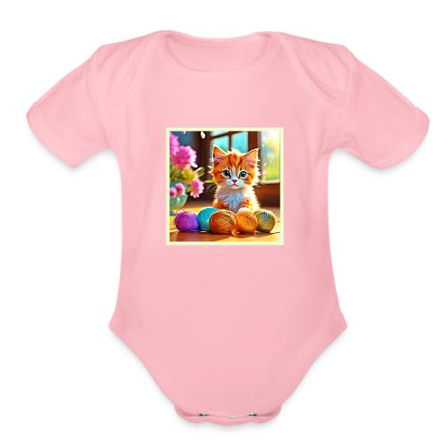 Cute Kitten Yarn - Organic Short Sleeve Baby Bodysuit
