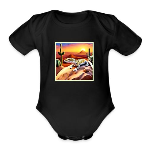 Beautiful Desert leopard Gecko Design - Organic Short Sleeve Baby Bodysuit