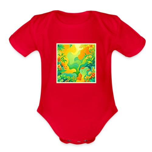 Tropical Foliage Abstract - Organic Short Sleeve Baby Bodysuit