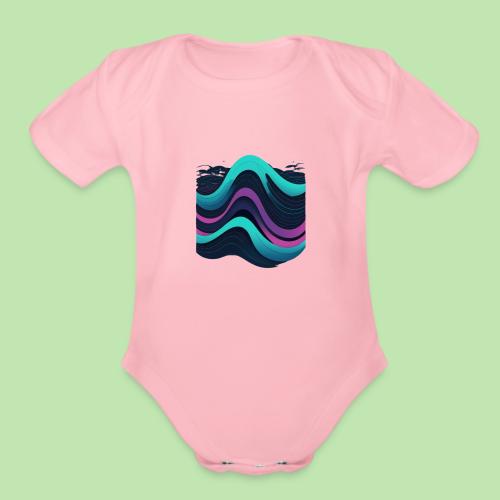 Abstract Wavy Ocean Pattern - Organic Short Sleeve Baby Bodysuit