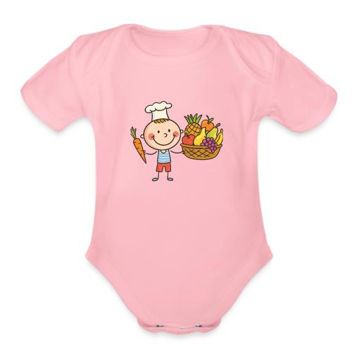 Chef Boy Cartoon Fruit Basket Kids Shirt - Organic Short Sleeve Baby Bodysuit