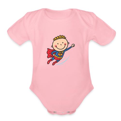 Cartoon Superhero Boy Kids Shirt - Organic Short Sleeve Baby Bodysuit