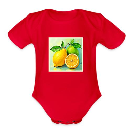 Zesty Citrus Burst of Sunshine Design - Organic Short Sleeve Baby Bodysuit