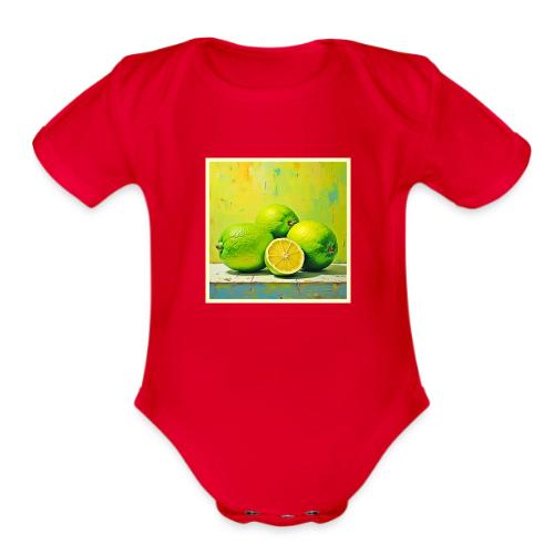 Limes' Bright Summer Pop Design - Organic Short Sleeve Baby Bodysuit