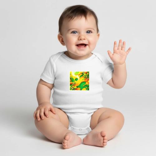 Fresh Citrus Summer Vibes Art - Organic Short Sleeve Baby Bodysuit