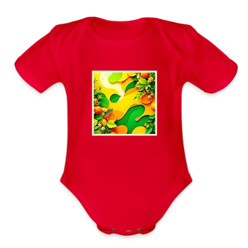 Fresh Citrus Summer Vibes Art - Organic Short Sleeve Baby Bodysuit