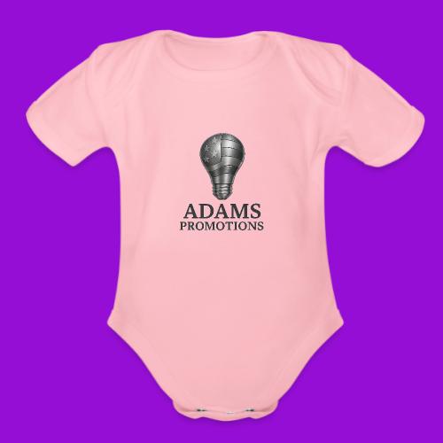 Adams Promotions Brushed Steel light Logo - Organic Short Sleeve Baby Bodysuit