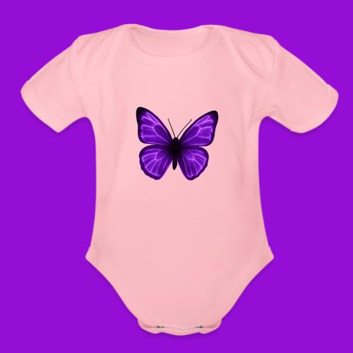 Neon Purple Butterfly - Organic Short Sleeve Baby Bodysuit