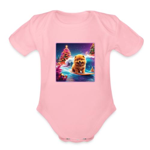 Chow Christmas Surf - Organic Short Sleeve Baby Bodysuit