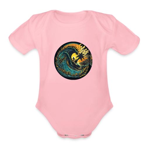 Sunrise Flower Barrel - Organic Short Sleeve Baby Bodysuit