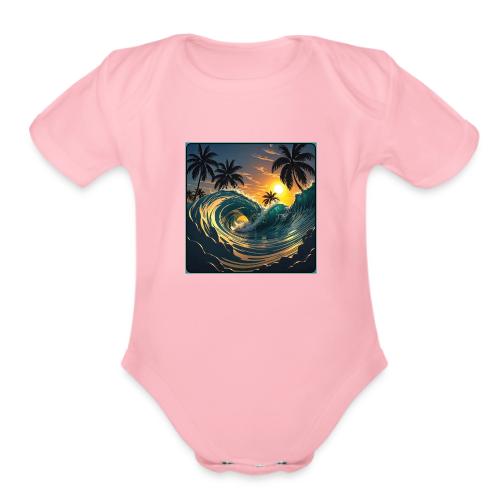 Liquid Morning Wave - Organic Short Sleeve Baby Bodysuit