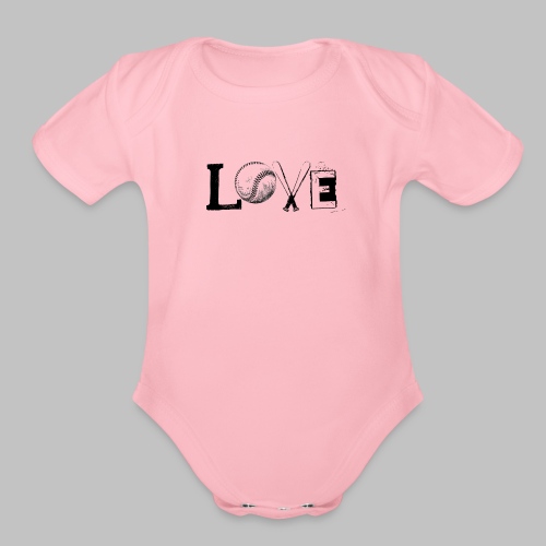 Love - Baseball style - Organic Short Sleeve Baby Bodysuit