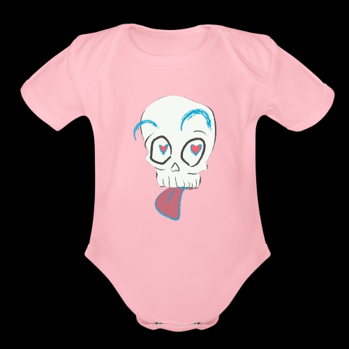 Pull out the tongue skull - Organic Short Sleeve Baby Bodysuit