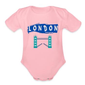 LONDON. - Organic Short Sleeve Baby Bodysuit - light pink - Front
