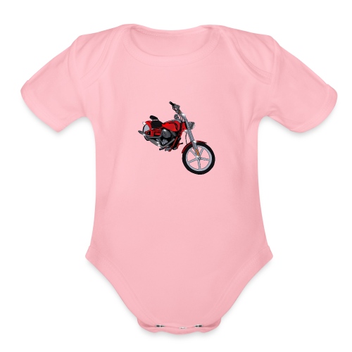 Motorcycle red - Organic Short Sleeve Baby Bodysuit